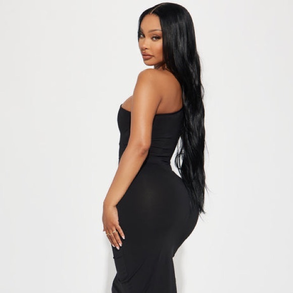 ~Elegant One-Shoulder Black Bust Lined Evening Dress~ - Picture 3 of 15